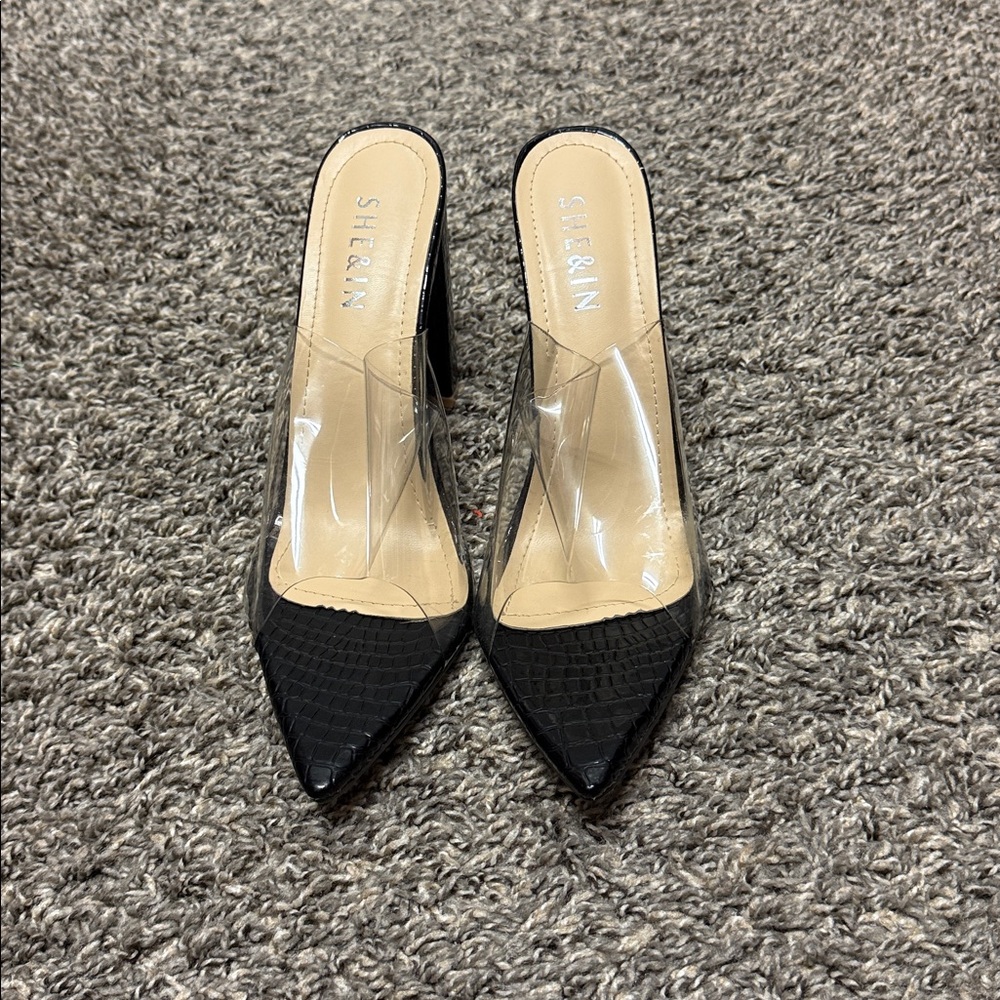 SHEIN Black and Clear Heels